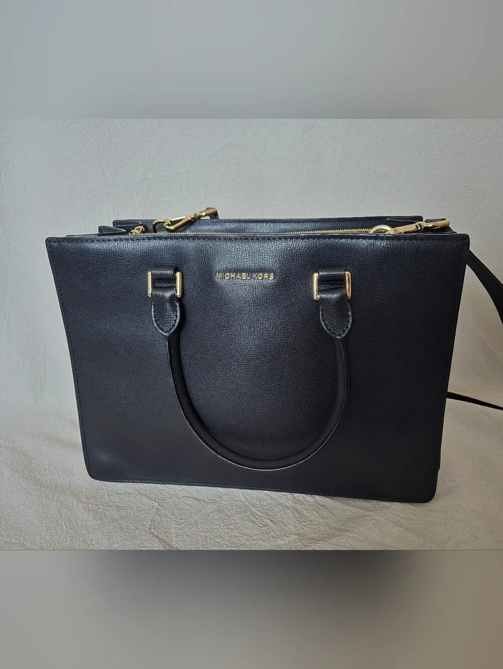 Michael Kors Pebble Black Leather Structured Handbag